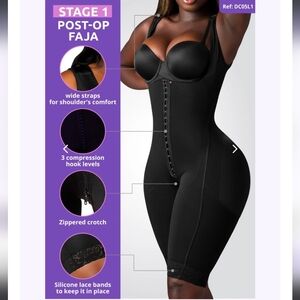 Black Snatched Body Faja Post Surgery XS